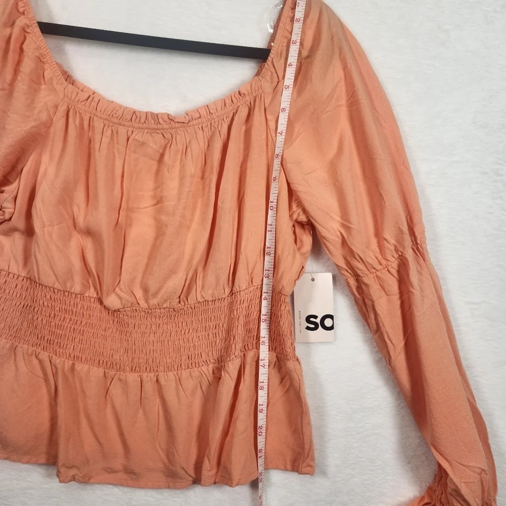 SO juniors' cropped smocked romantic top - JUNIORS XL